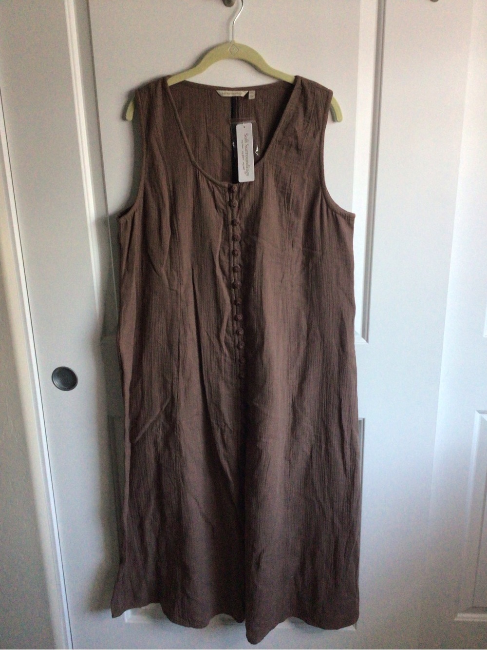 Soft Surroundings Mocha Sleeveless Button-Front Midi Dress